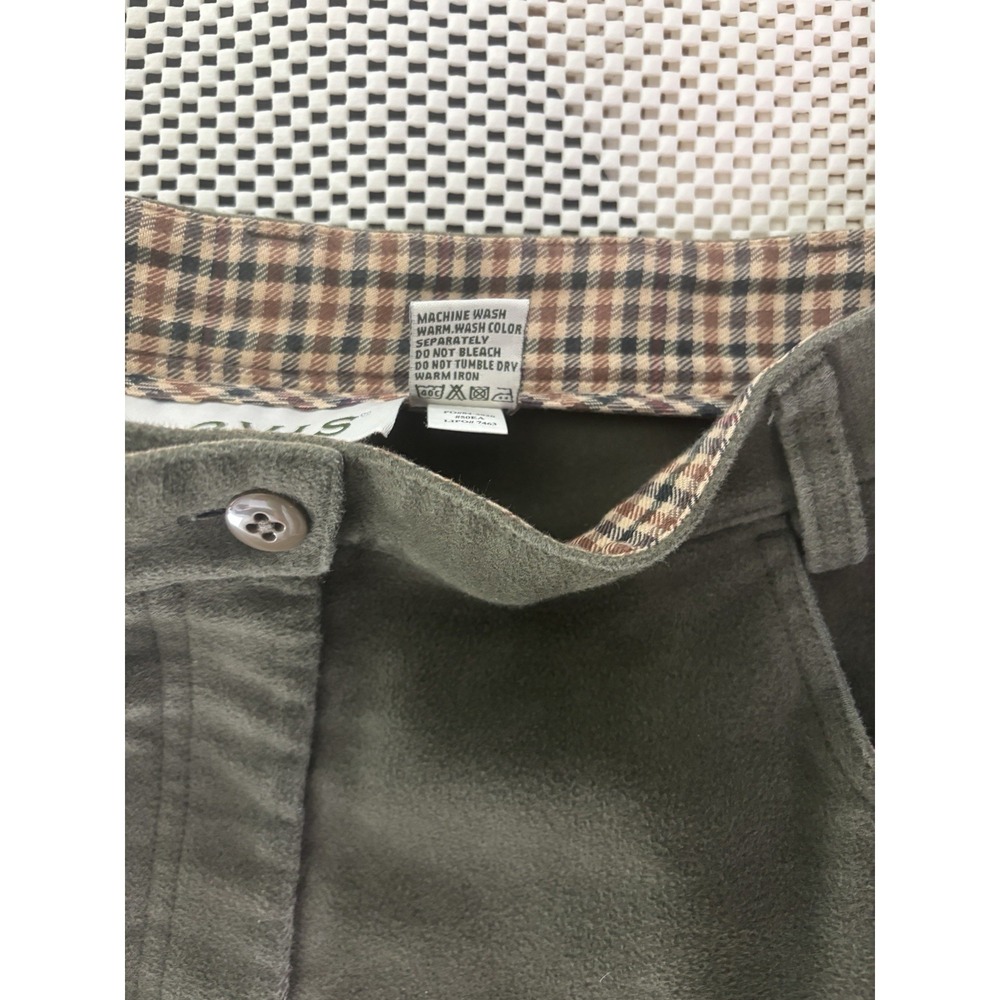 Orvis Womens Olive Green Cotton Moleskin Pants High Rise Plaid Lined Size 10 - Picture 5 of 12